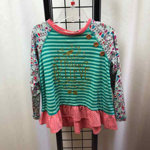 Matilda Jane Turquoise Stripe Child Size 4 Girl's Shirt
