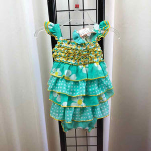 Rare Editions Turquoise Dotted Child Size 9 m Girl's Dress