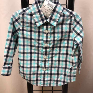 Janie and Jack Blue Checkered Child Size 6-12 m Boy's Shirt