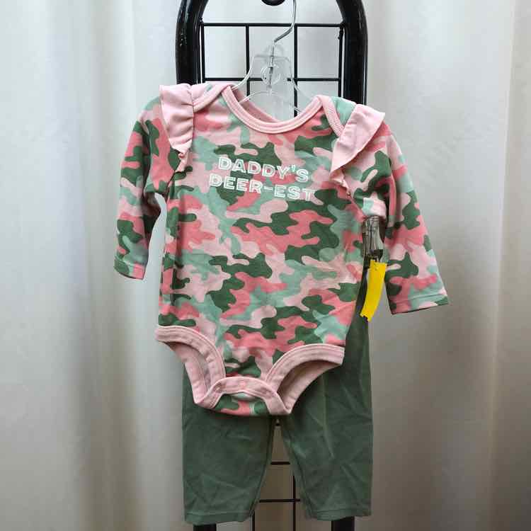 Lullaby Club Pink Camoflage Child Size 3-6 Months Girl's Outfit