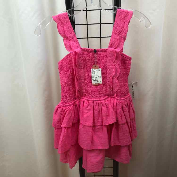 BCBG Girls Pink Eyelet Child Size 10/12 Girl's Romper