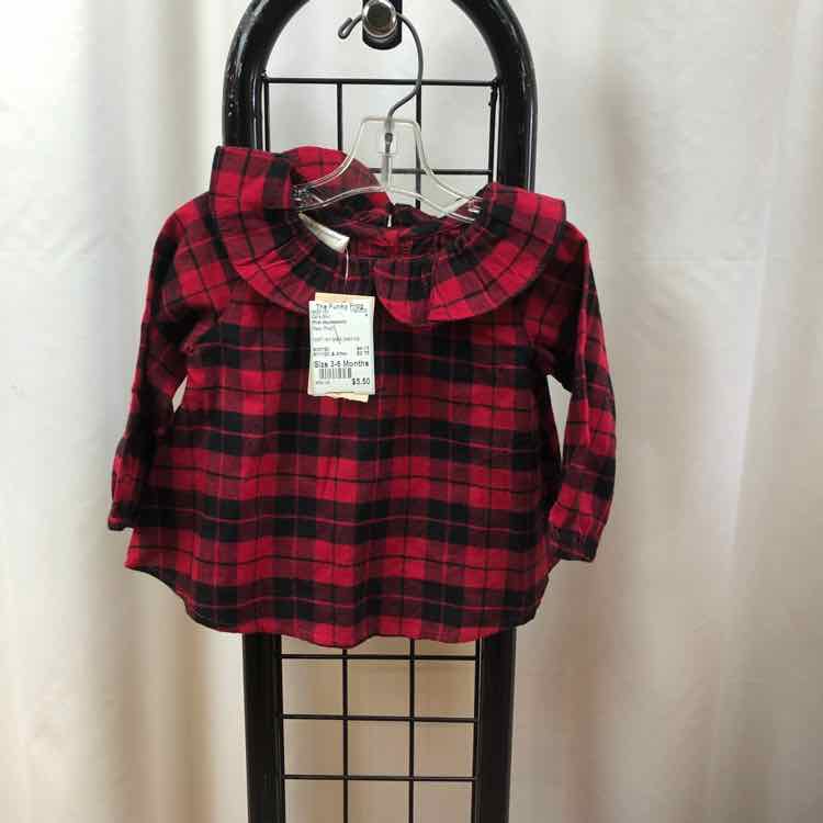 First Impressions Red Plaid Child Size 3-6 Months Girl's Shirt