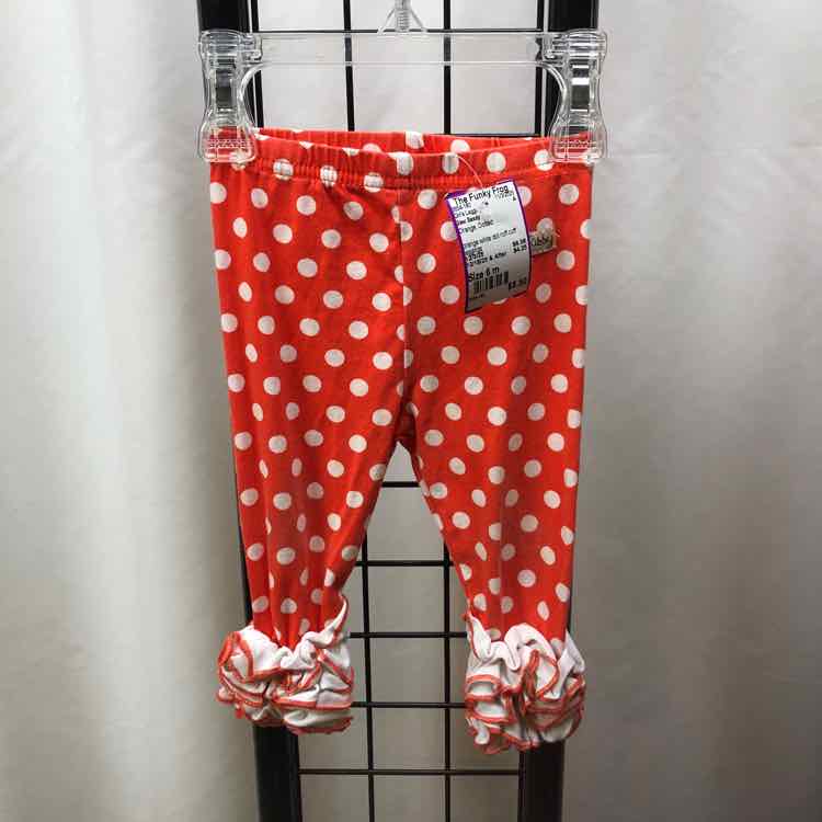 Sew Sassy Orange Dotted Child Size 6 m Girl's Leggings