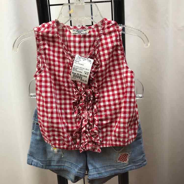 Mayoral Red Checkered Child Size 36 Months Girl's Outfit