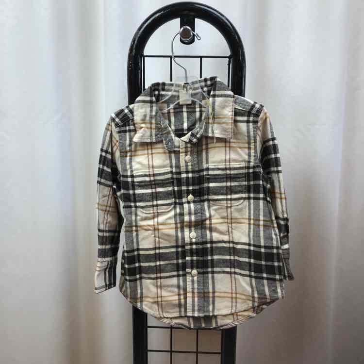 Gap Cream Plaid Child Size 18-24 m Boy's Shirt