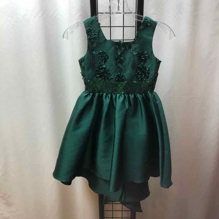 Bonnie Jean Green Solid Child Size 7 Girl's Dress