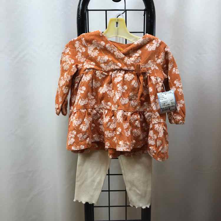 Burt's bees Orange Floral Child Size 3-6 Months Girl's Outfit