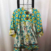 Jelly the Pug Blue Patterned Child Size 3 Girl's Dress