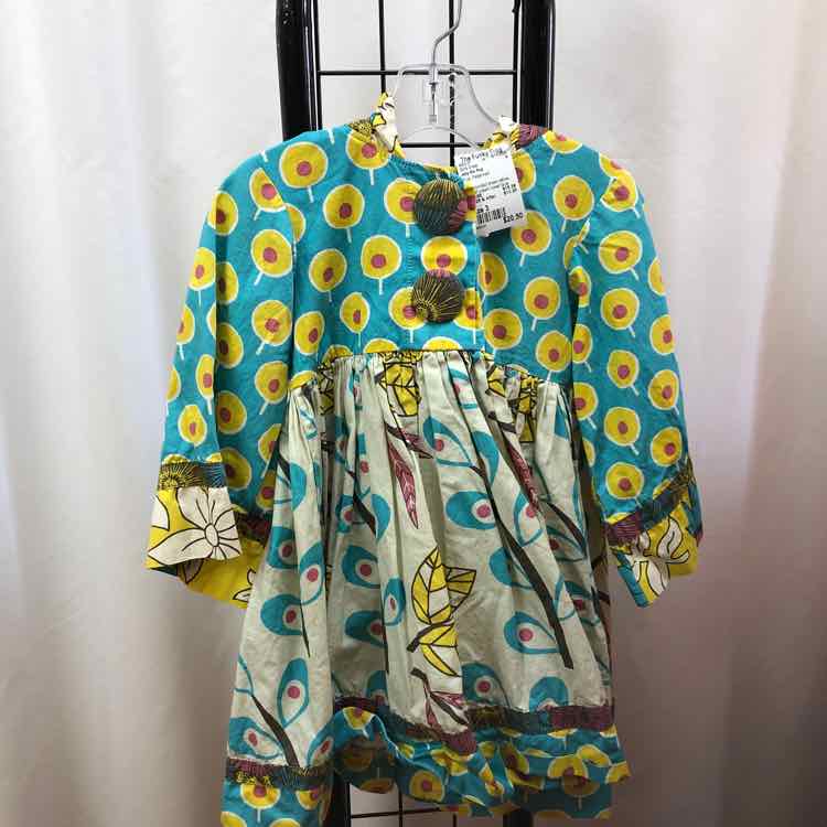 Jelly the Pug Blue Patterned Child Size 3 Girl's Dress