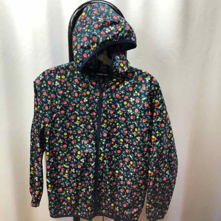 Land's End Navy Floral Child Size 10/12 Girl's Outerwear