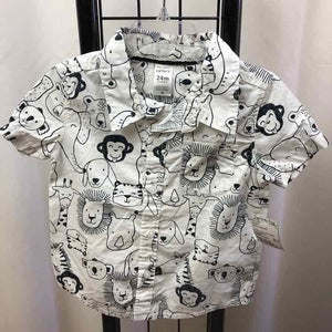 Carter's White Patterned Child Size 24 m Boy's Shirt