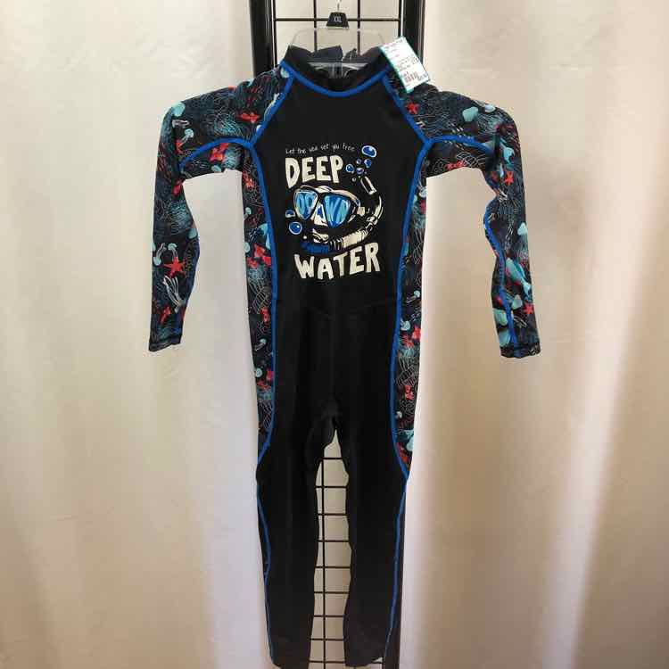 Black Graphic Child Size 6 Boy's Swimwear