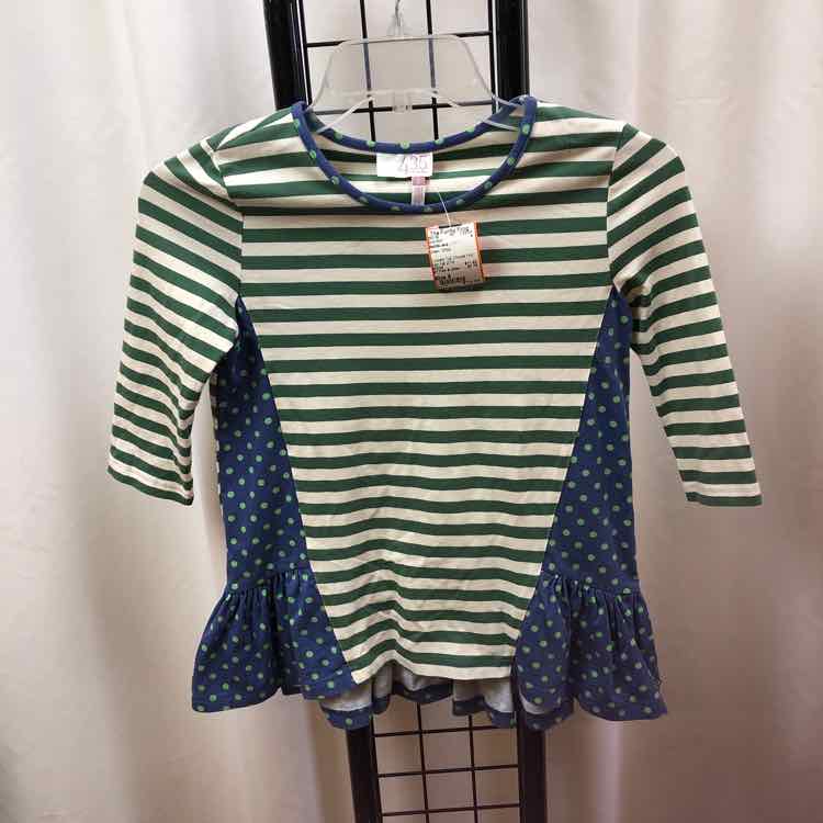 Matilda Jane Green Stripe Child Size 8 Girl's Shirt