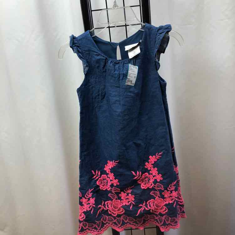 Rare Editions Denim Embroidered Child Size 6 Girl's Dress