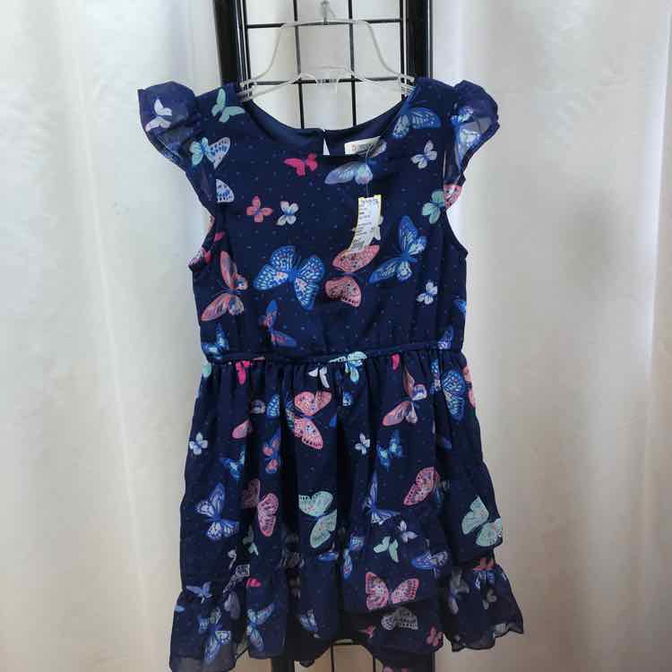 BeeBay Navy Patterned Child Size 5 Girl's Dress