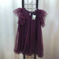 Habitual Girl Maroon Dotted Child Size 6 Girl's Dress