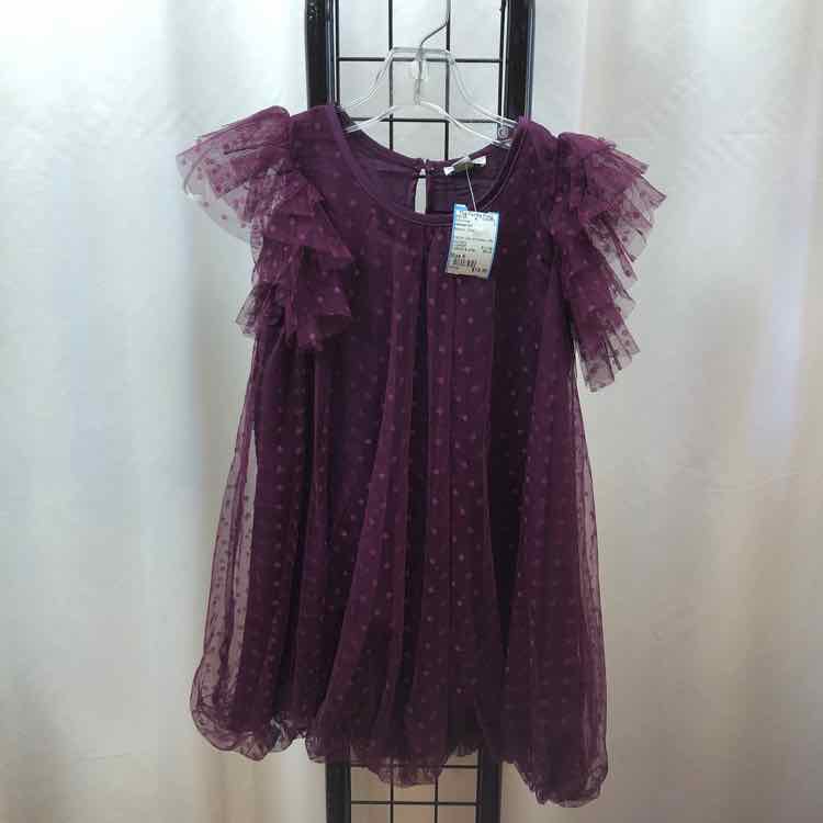 Habitual Girl Maroon Dotted Child Size 6 Girl's Dress