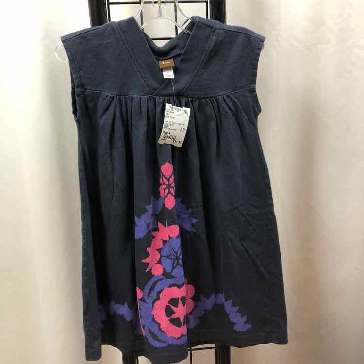 Tea Navy Floral Child Size 4 Girl's Dress