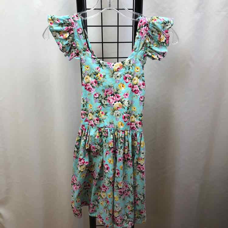 PrincessasA Blue Floral Child Size 7 Girl's Dress