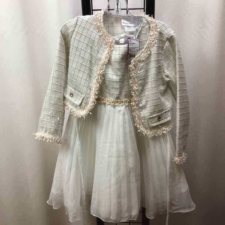 Sweet Heart Rose White Plaid Child Size 5 Girl's Dress