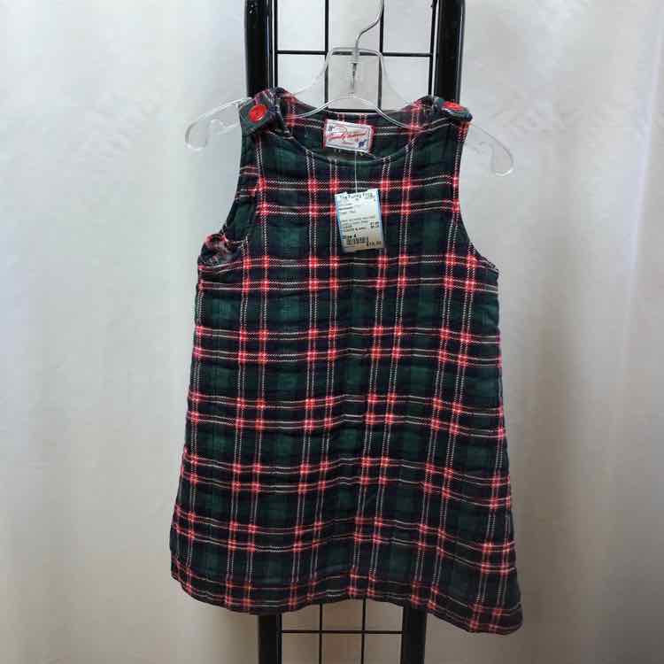 Handmade Green Plaid Child Size 4 Girl's Dress