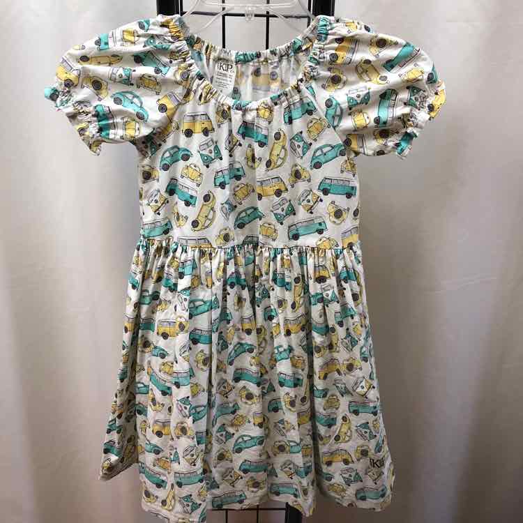 KP White Patterned Child Size 6 Girl's Dress