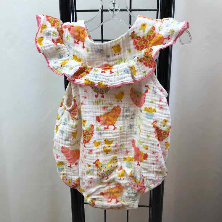 mudpie White Patterned Child Size 6-9 m Girl's Romper