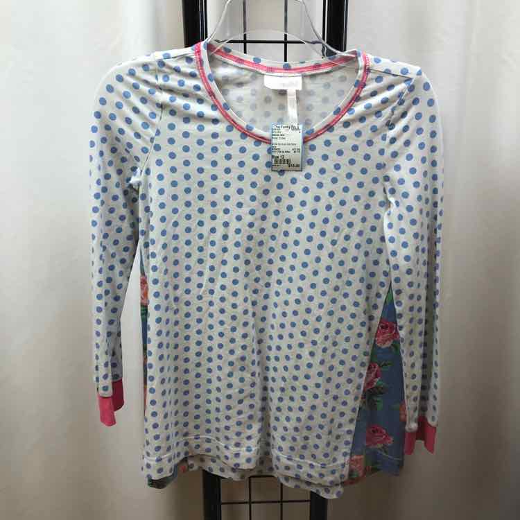 Matilda Jane White Dotted Child Size 12 Girl's Shirt
