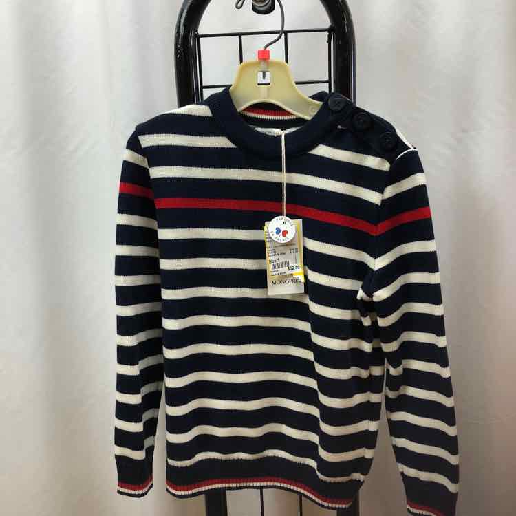 Monoprix kids Navy Stripe Child Size 5 Boy's Sweater