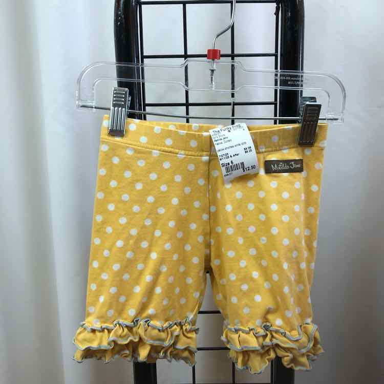 Matilda Jane Yellow Dotted Child Size 6 Girl's Shorts