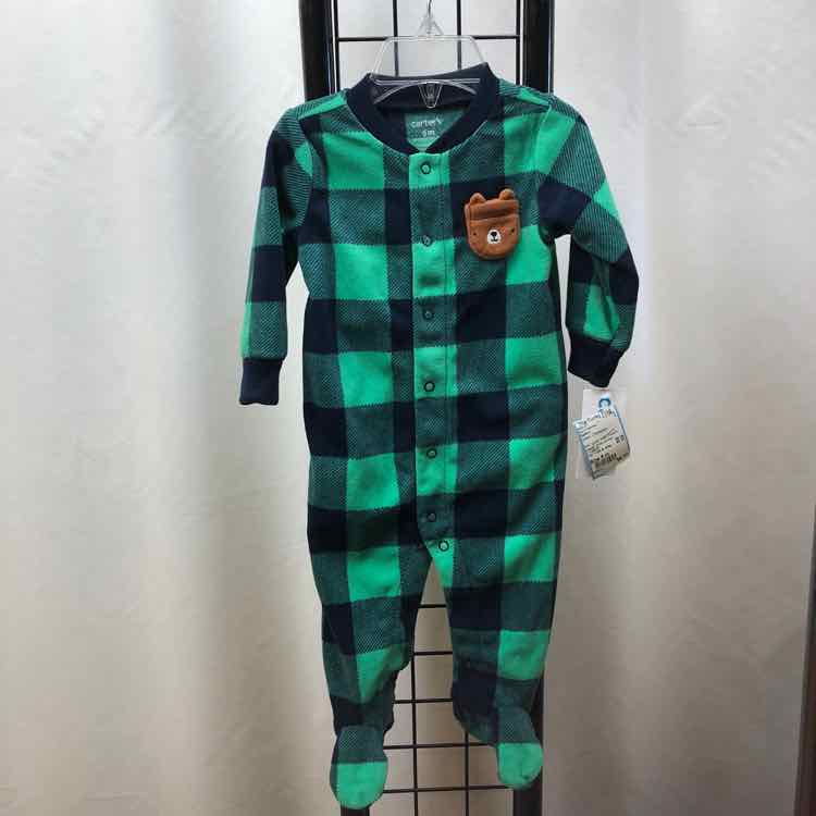 Carter's Green Checkered Child Size 6 m Boy's Pajamas