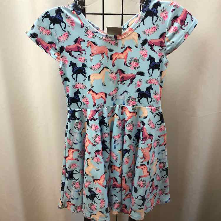 Jubilee Baby Blue Patterned Child Size 6 Girl's Dress