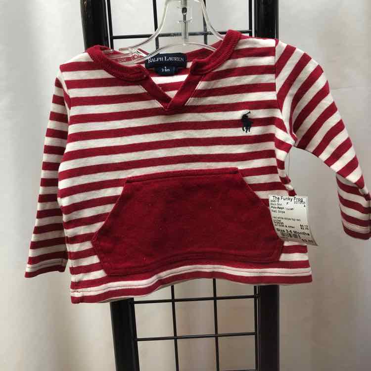 Polo-Ralph Lauren Red Stripe Child Size 3-6 Months Boy's Shirt