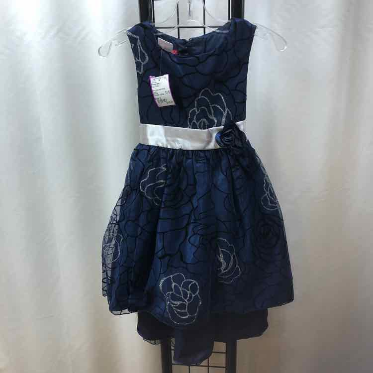Princess Faith Navy Floral Child Size 6 Girl's Dress
