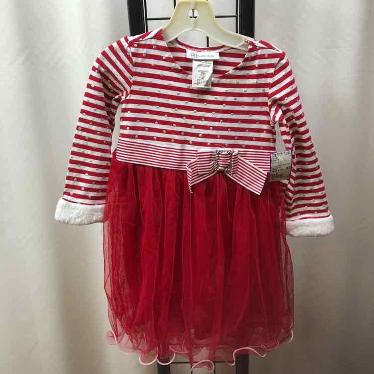 Bonnie Jean Red Stripe Child Size 4 Girl's Dress