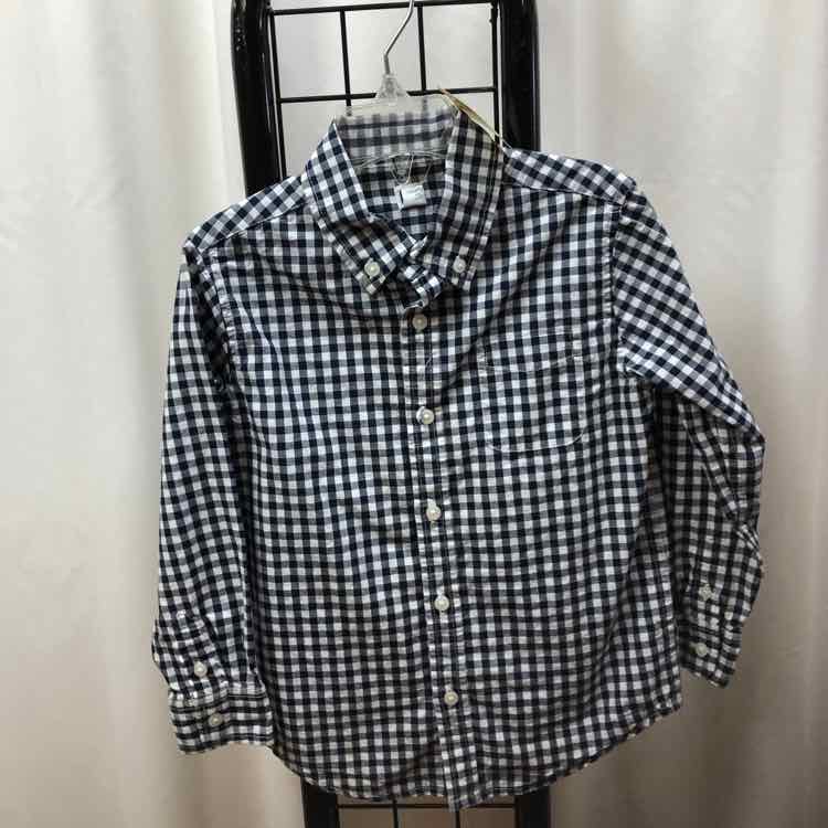 Janie and Jack Navy Checkered Child Size 4 Boy's Shirt