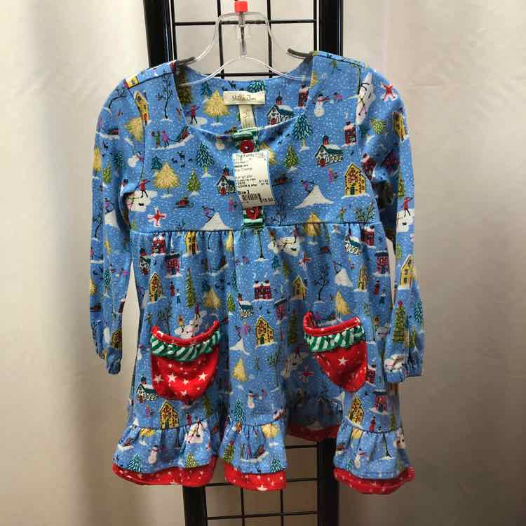Matilda Jane Blue Christmas Child Size 2 Girl's Pajamas