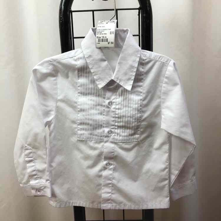 White Solid Child Size 18 m Boy's Shirt