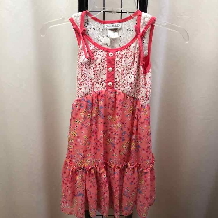 Jona Michelle Pink Floral Child Size 7 Girl's Dress