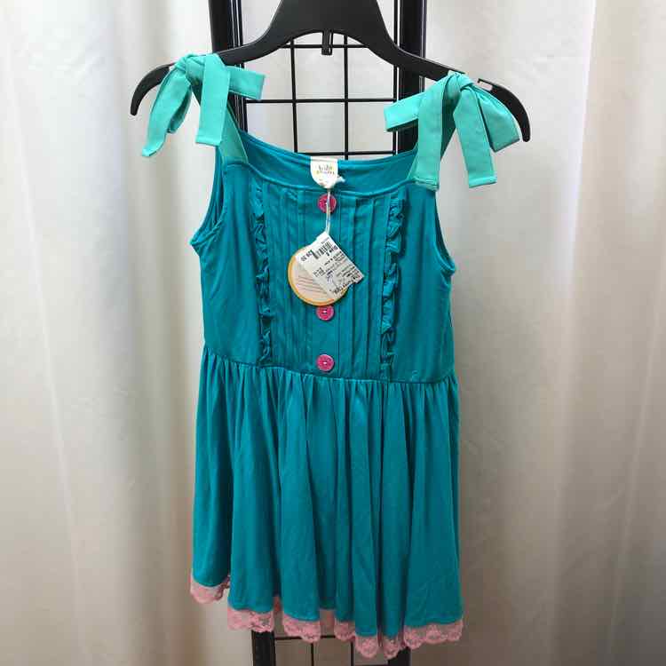 Wild Flowers Turquoise Solid Child Size 8 Girl's Shirt