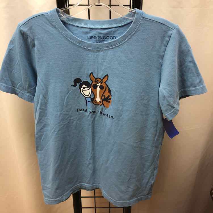 Life Is Good Blue Graphic Child Size 12/14 Girl's Shirt