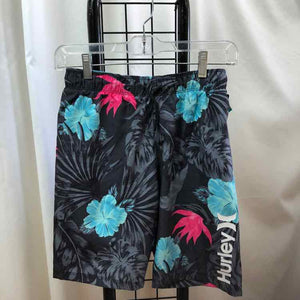 Hurley Baby Blue Floral Child Size 10/12 Boy's Swimwear