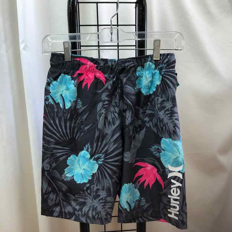 Hurley Baby Blue Floral Child Size 10/12 Boy's Swimwear