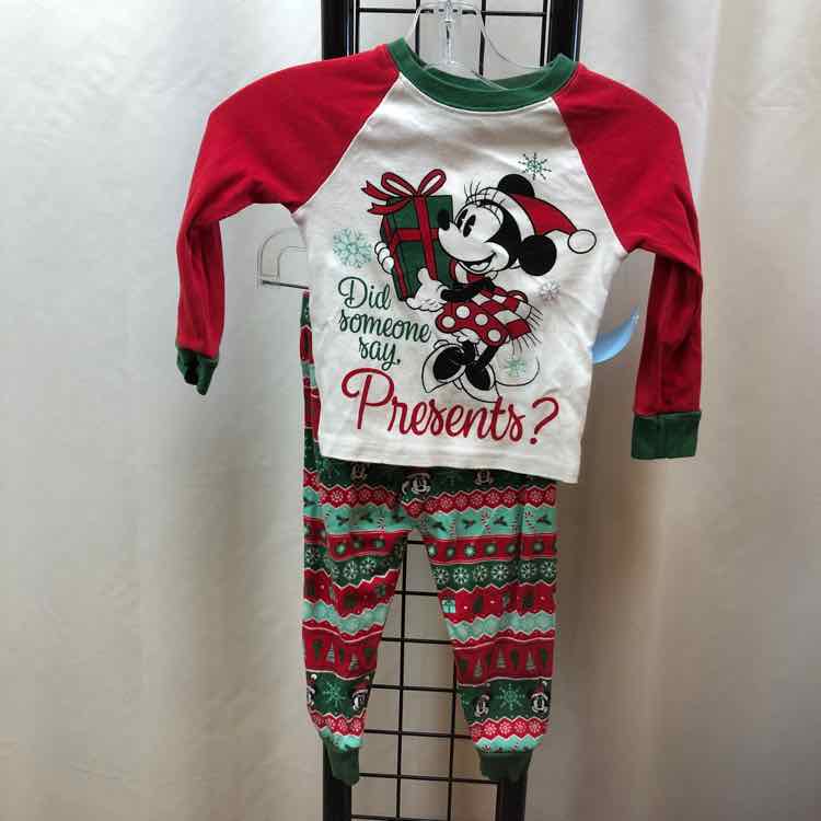 Disney Red Christmas Child Size 2 Girl's Pajamas
