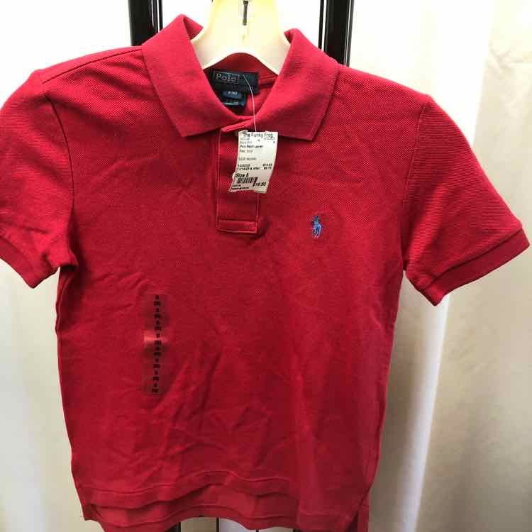 Polo-Ralph Lauren Red Solid Child Size 8 Boy's Shirt