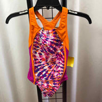 speedo Orange Tye Dye Child Size 10 Girl's Swimwear
