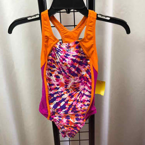 speedo Orange Tye Dye Child Size 10 Girl's Swimwear