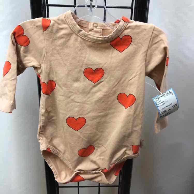 Tiny Cottons Tan Hearts Child Size 6 m Girl's Shirt