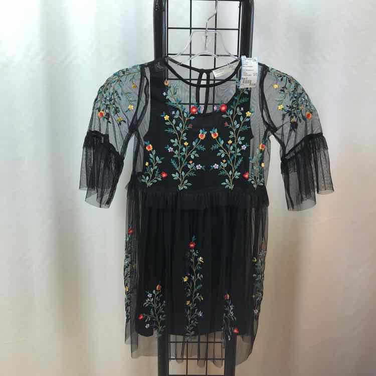 Zara Girls Black Embroidered Child Size 6 Girl's Dress