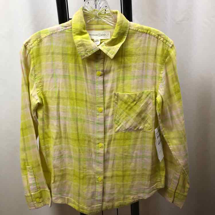Treasure & Bond Yellow Plaid Child Size 8/10 Girl's Shirt